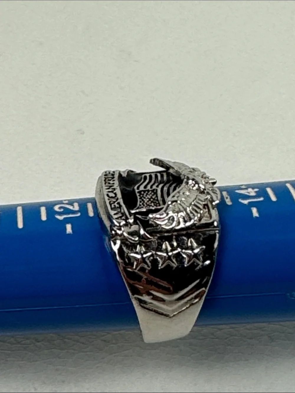 Men’s Sterling Silver 925 American Pride Eagle Flag Ring 11.66grams Size 13